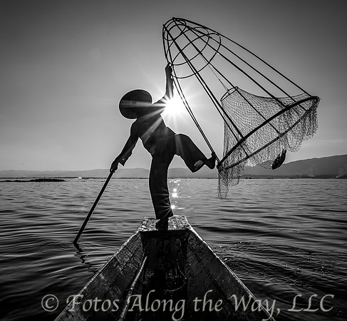 Inle Lake Fisherman with Sunburst (Myanmar)