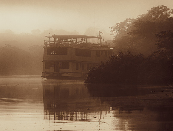 River Boat in Fog (Amazonia, Brazil)