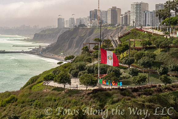 Peruvian Flag on Lima Coastline (Peru)