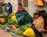 Women Selling Greens at Street Market (Peru)