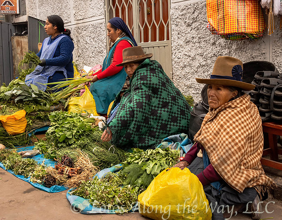 Women Selling Greens at Street Market (Peru)