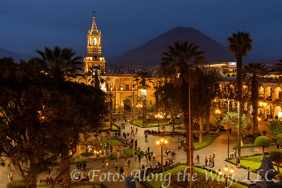 Active Evening in the City Plaza (Peru)