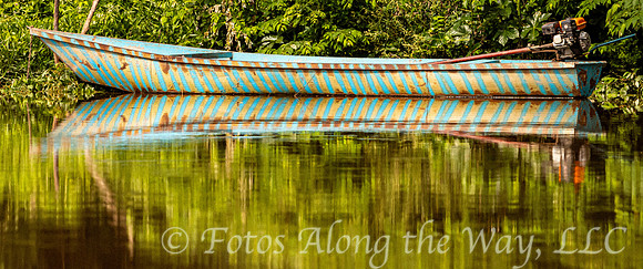 Boat on Rainforest River (Peru)