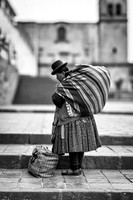 Woman with Sack of Goods - B&W (Peru)