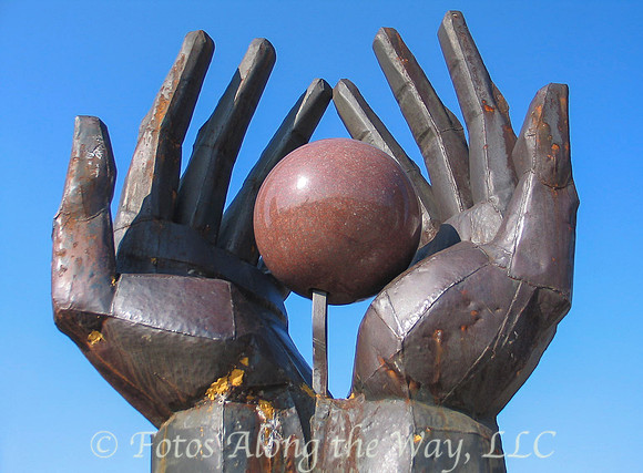 Two Hands and Ball Sculpture (Hungary)