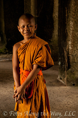 Young Monk Inside Temple (Cambodia)