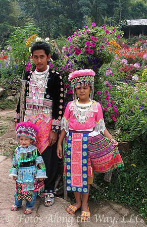Karen Hill Tribe Family in Cermonial Dress (Thailand)
