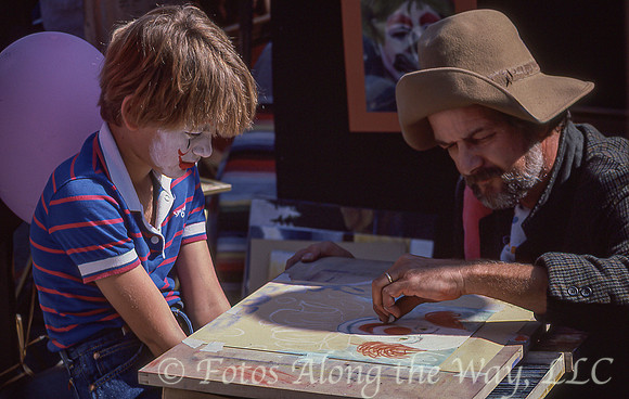 Artist and Boy Drawing a Clown (Texas)