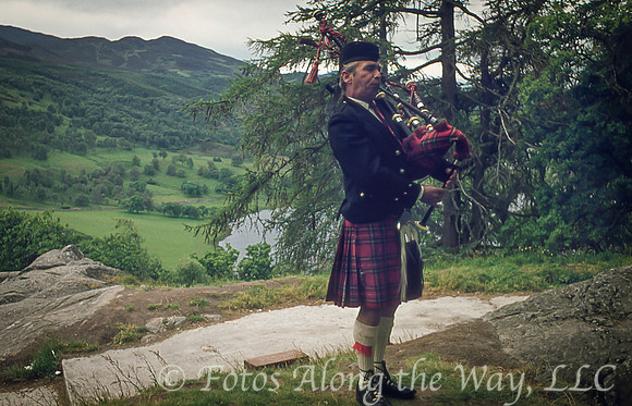 Bagpiper in the Scottish Highlands (Scotland, 1978)
