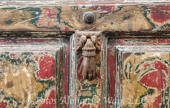 Old Painted Door with Hand Knocker (Portugal)