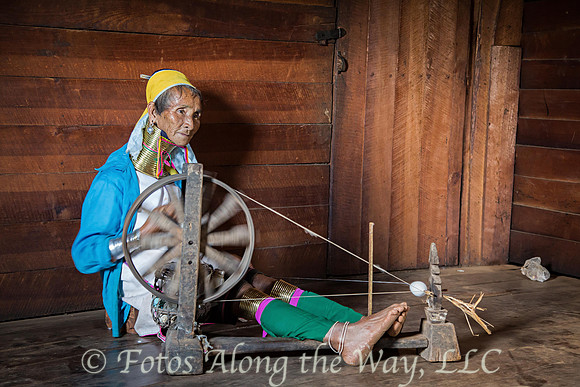 Kayan Woman Working with Spinning Wheel (Myanmar)
