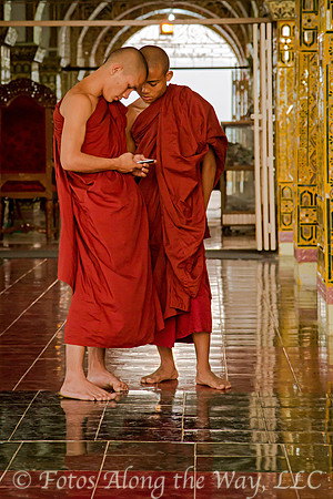 Teen Monks Texting (Myanmar)