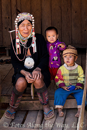 Akha Tribe Family on Porch (Myanmar)