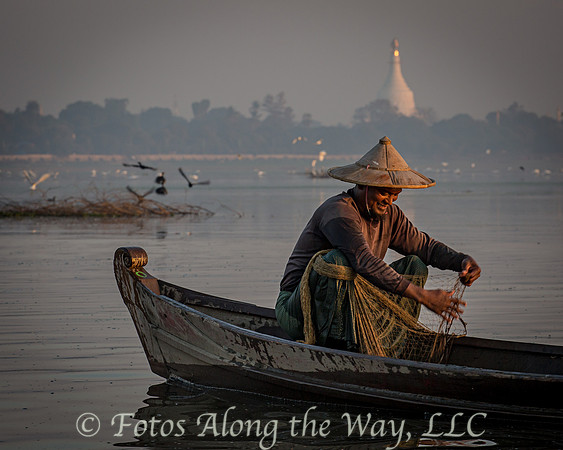 Net Fishing on Taungtaman Lake (Myanmar)