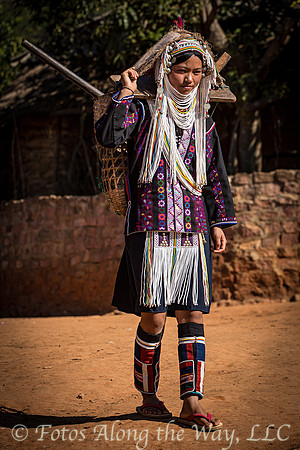 Akha Tribe Woman Carrying Basket (Myanmar)