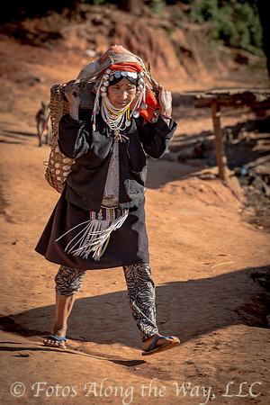 Akha Tribe Woman Carrying Basket (Myanmar)