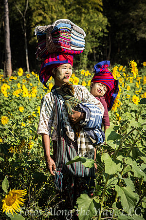 Mother with Child Selling Scarves (Myanmar)
