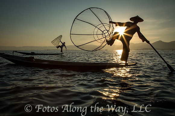 Two Fishermen with Sunburst (Myanmar)