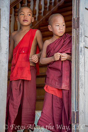 Two Young Monks in Doorway (Myanmar)