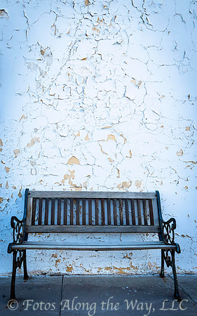 Bench against White Peeling Wall (California)