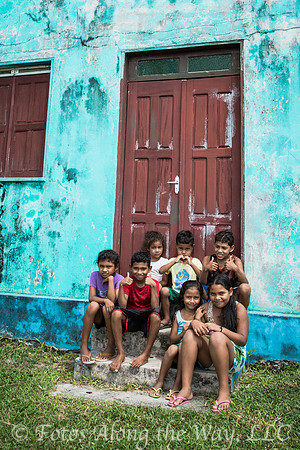 Village Children Posing on Steps (Amazonia, Brazil)