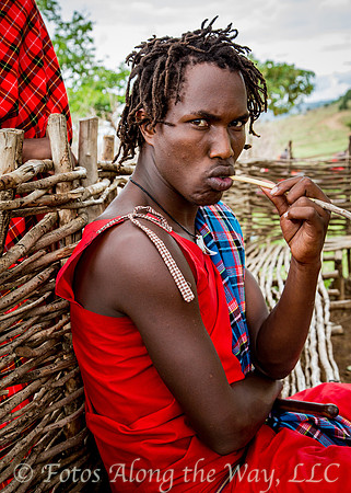 Maasai Man Cleaning Teeth (Kenya)