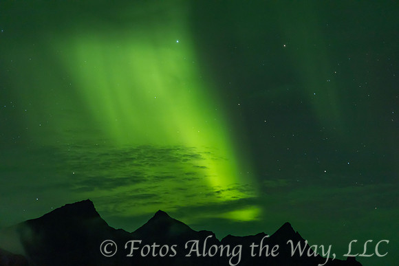 Green Northern Lights above Mountains (Norway)
