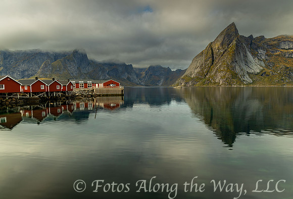 Fishing Huts on Calm Waters (Norway)
