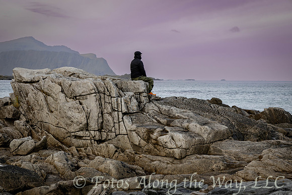Man Meditating on Rocky Shore (Norway)