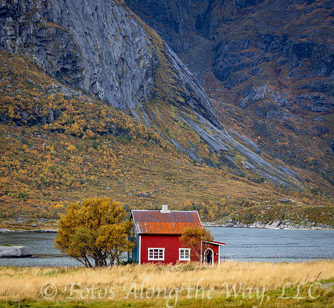 Red Hut by a Lake (Norway)