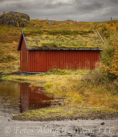 Red Hut with Grass Sod Roof (Norway)