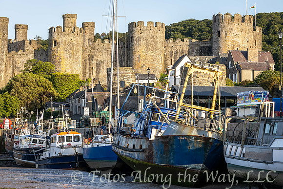 Castle Behind Row of Fishing Boats
