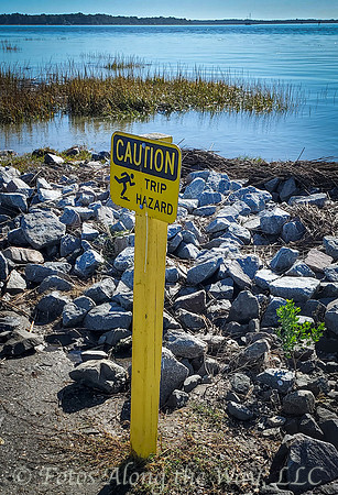 Trip Hazard Sign near Waterway (South Carolina)