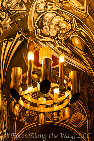 Chapel Ceiling Art and Chandelier