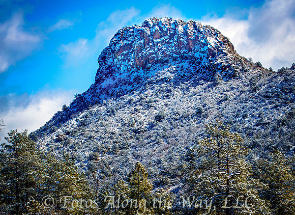 Thumb Butte with Snow Dusting (Arizona)