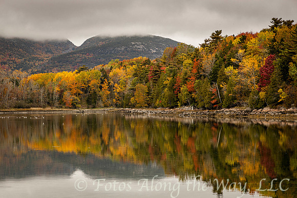 Colorful Lake below Clouds (Maine)