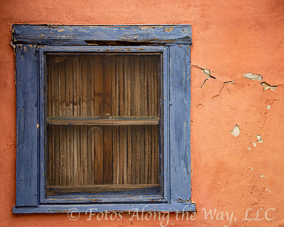 Blue Window and Orange Stucco Wall (Arizona)