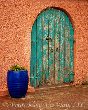 Old Arched Gate and Blue Planter (Arizona)