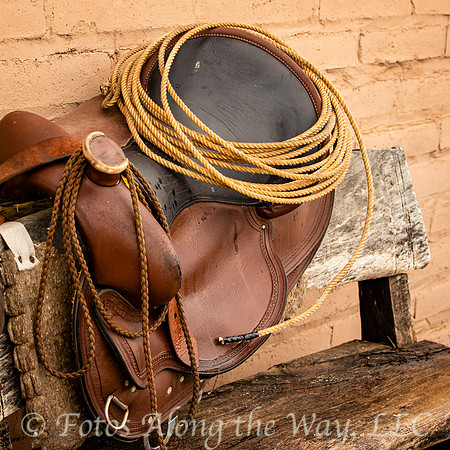 Saddle and Lariat on Ranch Bench (Arizona)