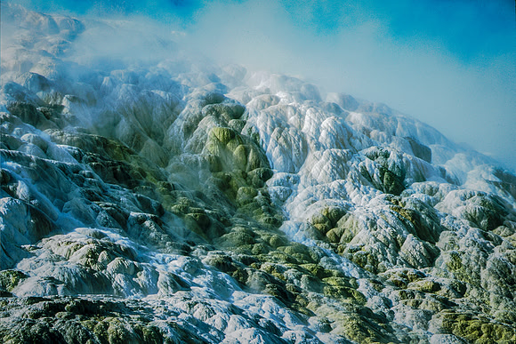 Mammoth Springs in Mist (Wyoming)