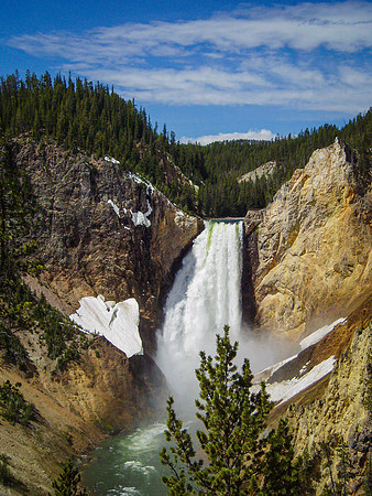 Lower Yellowstone Falls with Snow (Wyoming)