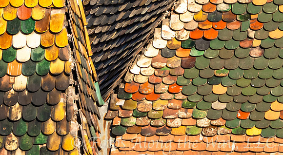 Colorful Shingles on Tower Roof