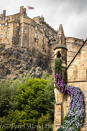 Flowered Steeple and Edinburgh Castle