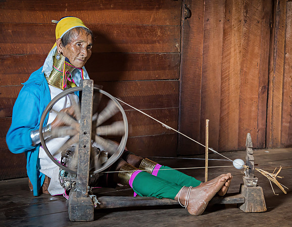 Kayan Woman Operating Spinning Wheel (2017)