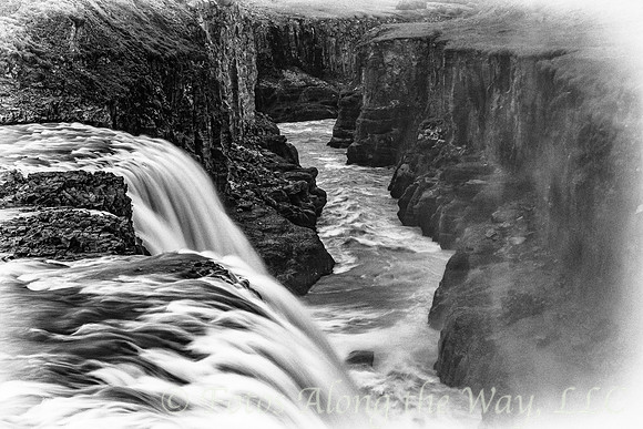 Water Falling into River Below (Iceland)