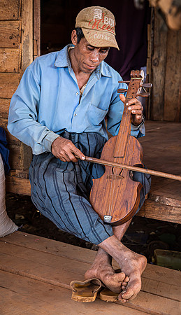 Burmese Man Playing Stringed Instrument (2017)