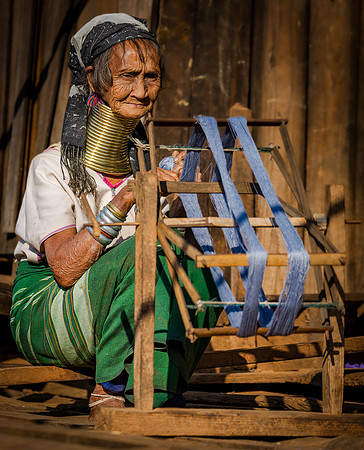 Kayan Woman Making Blue Yarn (2017)